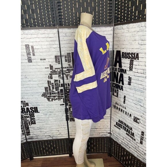 5th & Ocean NBA XL Purple Logo Lakers Studded Cotton Long Sleeve Tee - Picture 3 of 5